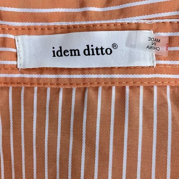 Cropped Blouse Orange & White Sz Small - Picture 8 of 9